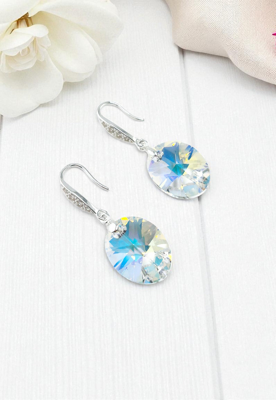 Aros Gran Praga Plata Italiana 925 Cristal Genuino