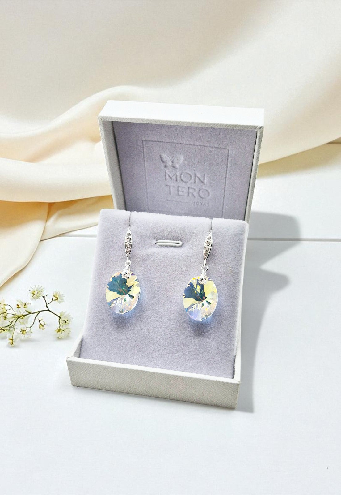 Aros Gran Praga Plata Italiana 925 Cristal Genuino