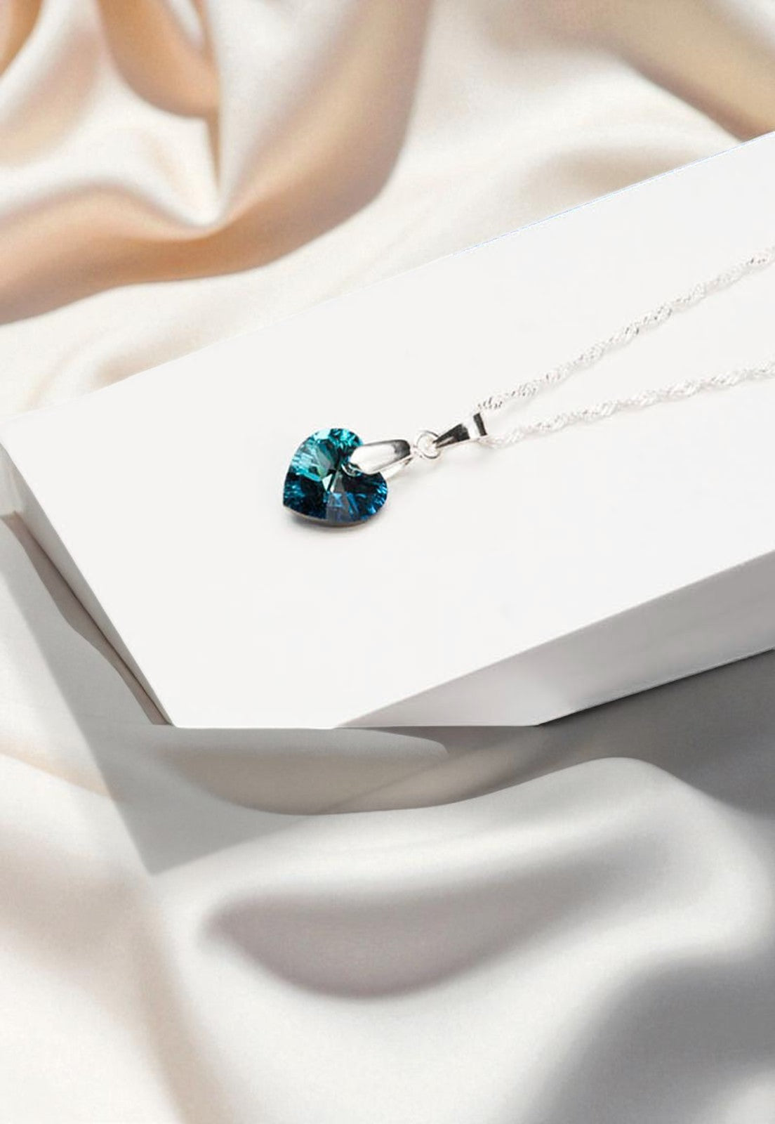 Collar Romance Plata 925 Cristal Genuino Bermuda Blue