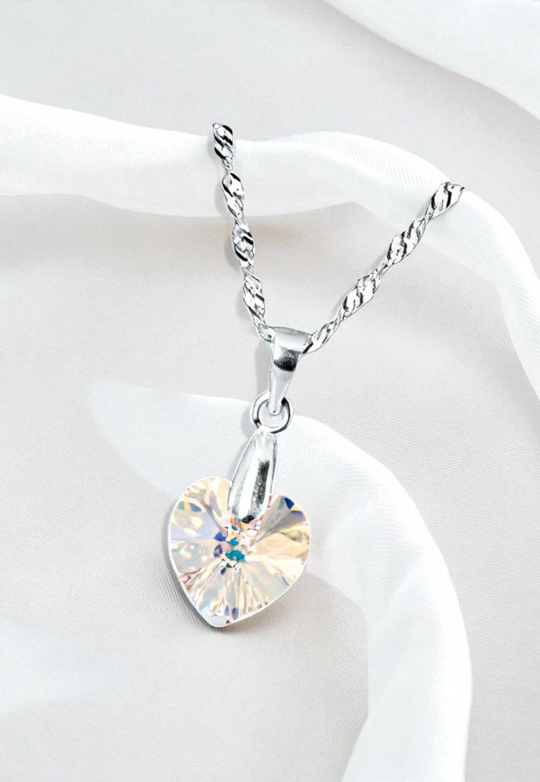 Collar Romance Plata 925 Cristal Genuino Aurora Boreal