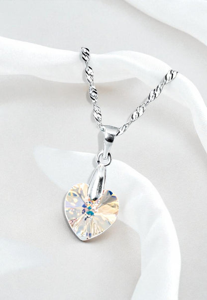 Collar Romance Plata 925 Cristal Genuino Aurora Boreal