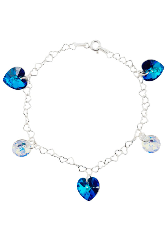 Pulsera Romance Plata Italiana 925 Cristal Genuino Bermuda Blue