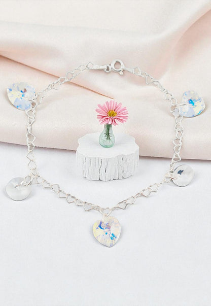 Pulsera Romance Plata Italiana 925 Cristal Genuino Aurora Boreal
