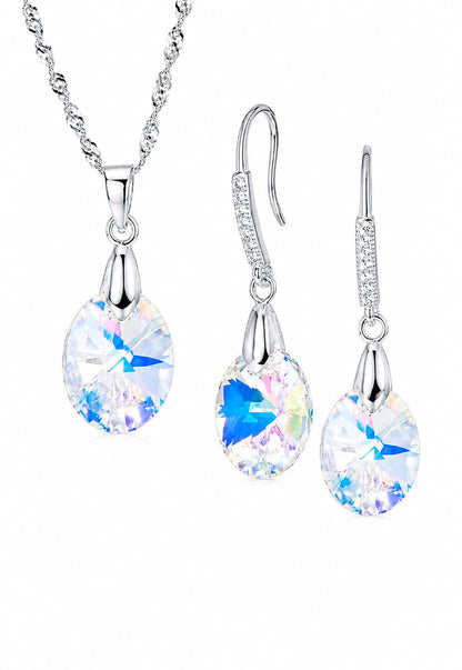 Conjunto Praga Plata 925 Cristal  Swarovski®  Aurora Boreal