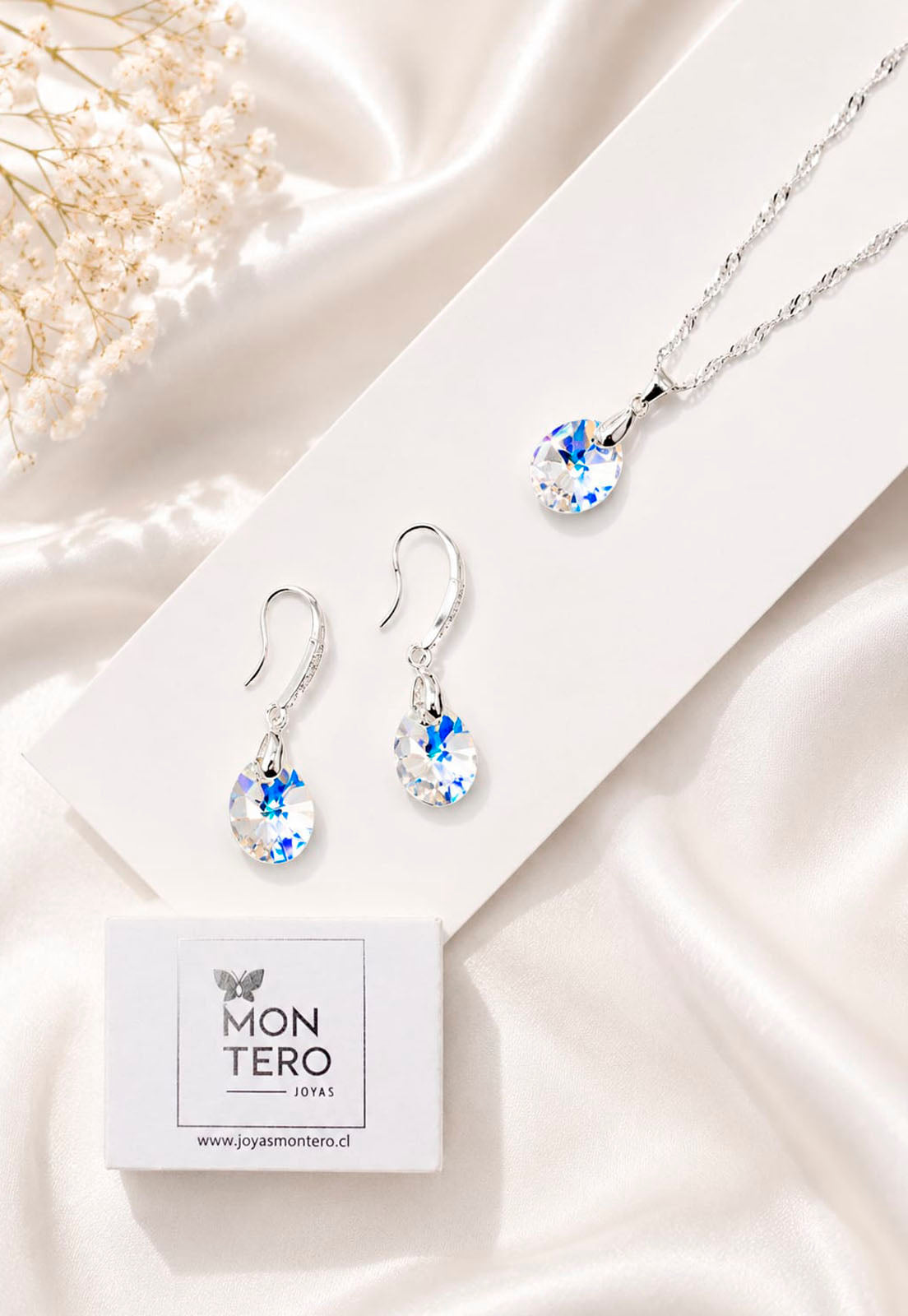 Conjunto Praga Plata 925 Cristal  Swarovski®  Aurora Boreal