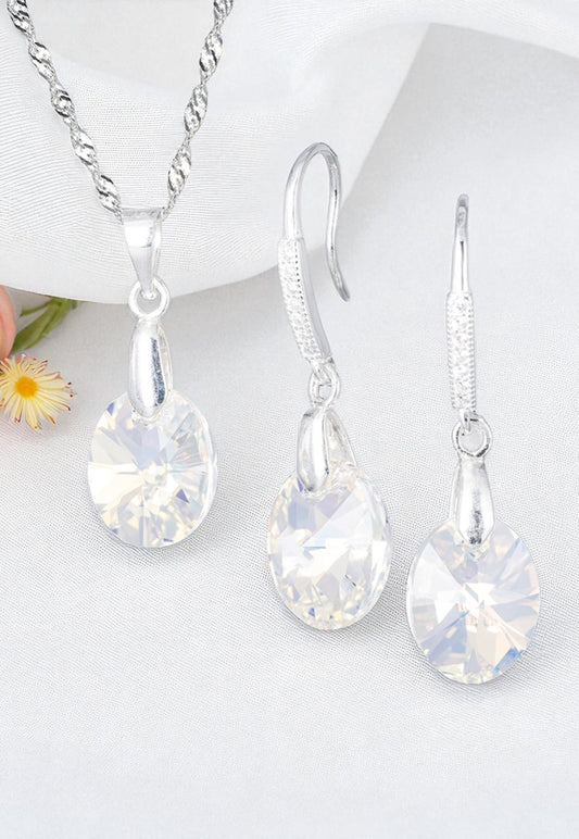 Conjunto Praga Plata 925 Cristal Genuino Aurora Boreal