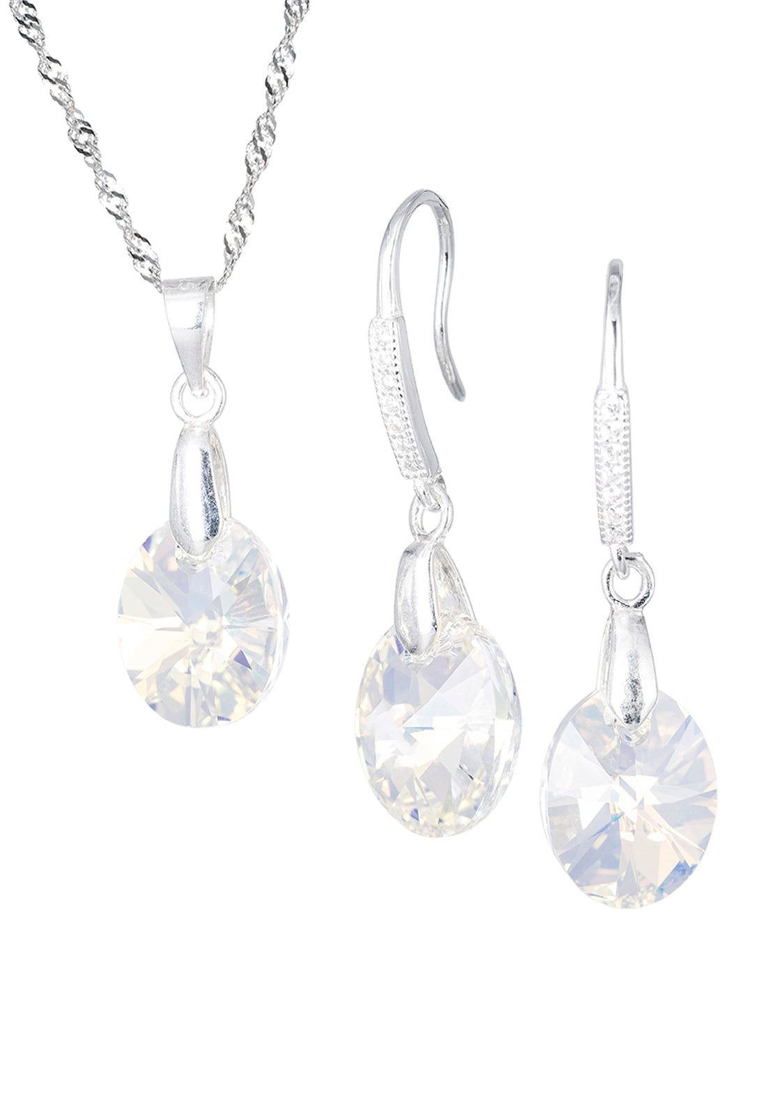 Conjunto Praga Plata 925 Cristal Genuino Aurora Boreal