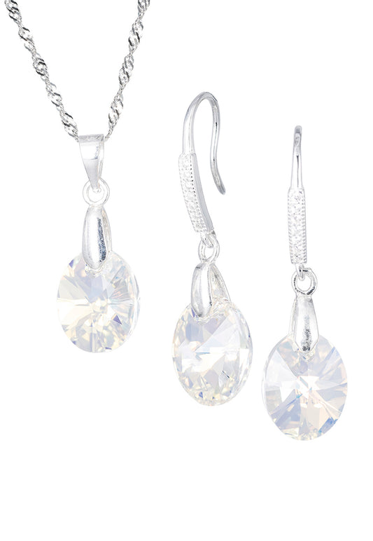 Conjunto Praga Plata 925 Cristal Genuino Aurora Boreal