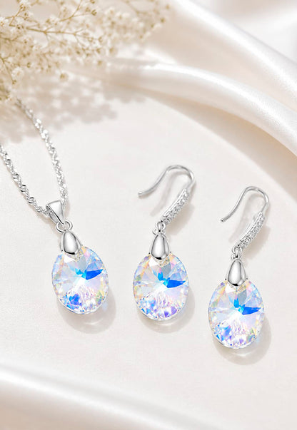 Conjunto Praga Plata 925 Cristal  Swarovski®  Aurora Boreal