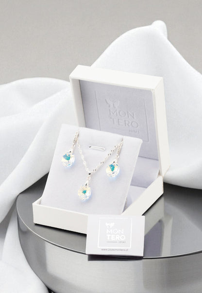 Conjunto Praga Plata 925 Cristal Genuino Aurora Boreal