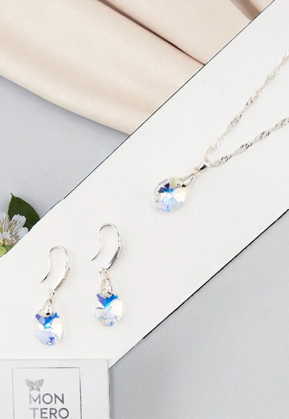 Conjunto Praga Plata 925 Cristal Genuino Aurora Boreal