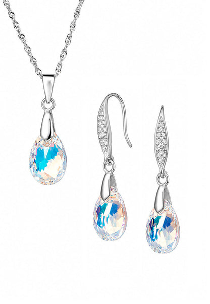 Conjunto Milan Plata 925 Cristal Swarovski® Aurora Boreal