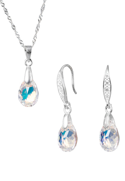 Conjunto Milan Plata 925 Cristal Genuino Aurora Boreal