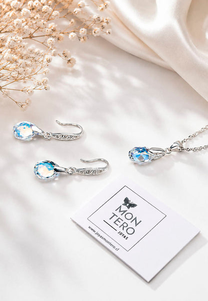 Conjunto Milan Plata 925 Cristal Swarovski® Aurora Boreal