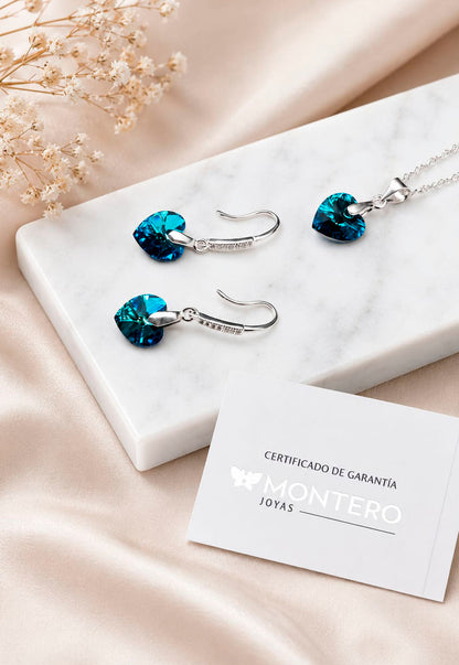 Conjunto Romance Plata 925 Cristal Swarovski® Bermuda Blue