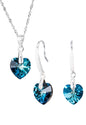 Conjunto Romance Plata 925 Cristal Genuino Bermuda Blue