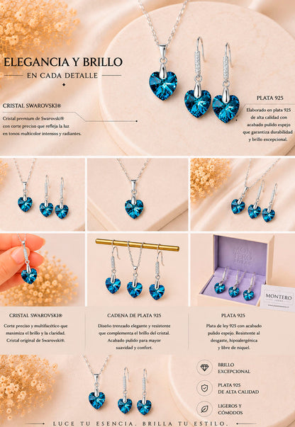 Conjunto Romance Plata 925 Cristal Swarovski® Bermuda Blue
