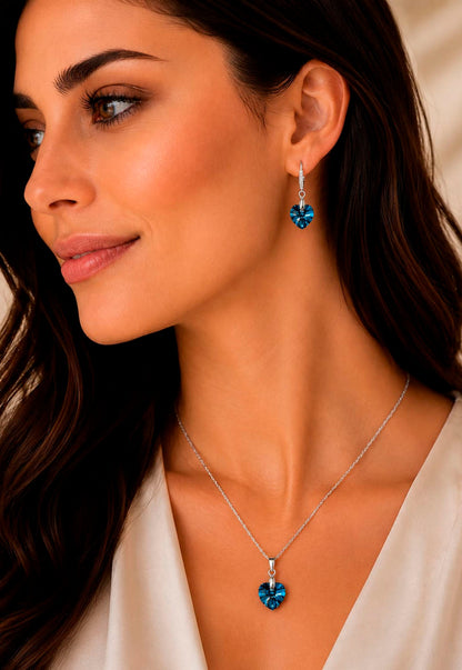 Conjunto Romance Plata 925 Cristal Swarovski® Bermuda Blue