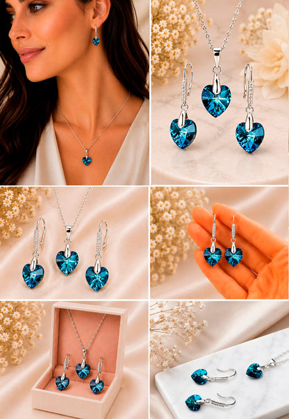 Conjunto Romance Plata 925 Cristal Swarovski® Bermuda Blue