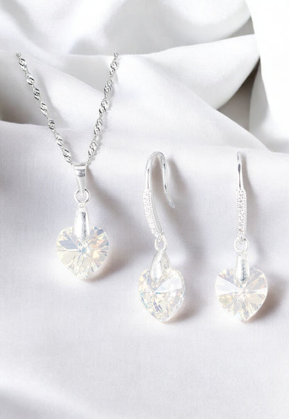 Conjunto Romance Plata 925 Cristal Genuino Aurora Boreal