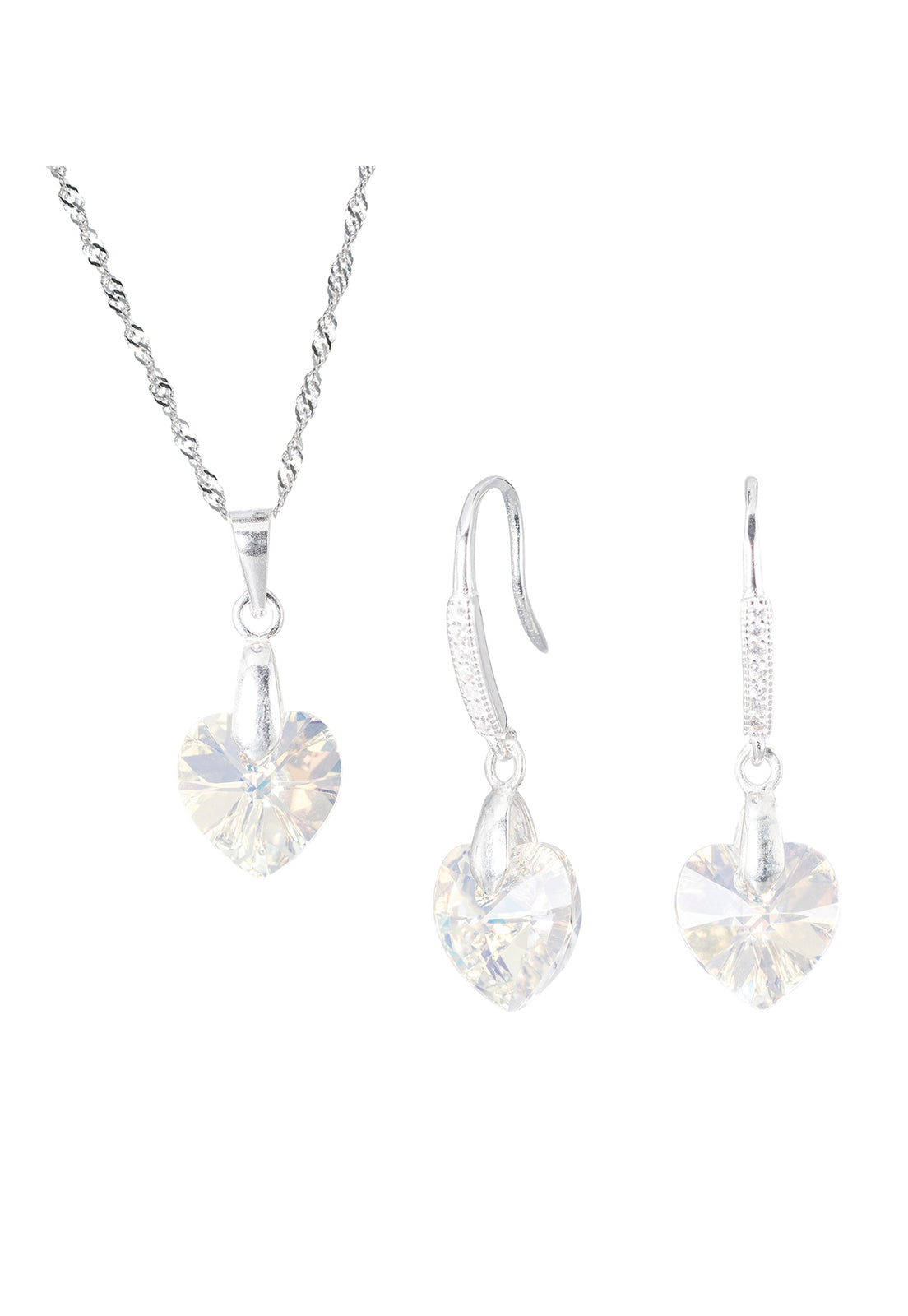 Conjunto Romance Plata 925 Cristal Genuino Aurora Boreal