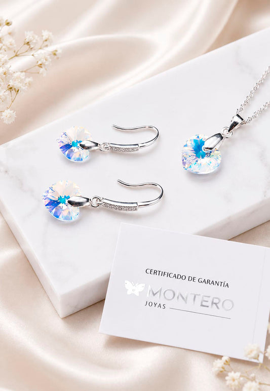 Conjunto Romance Plata 925 Cristal Swarovski® Aurora Boreal
