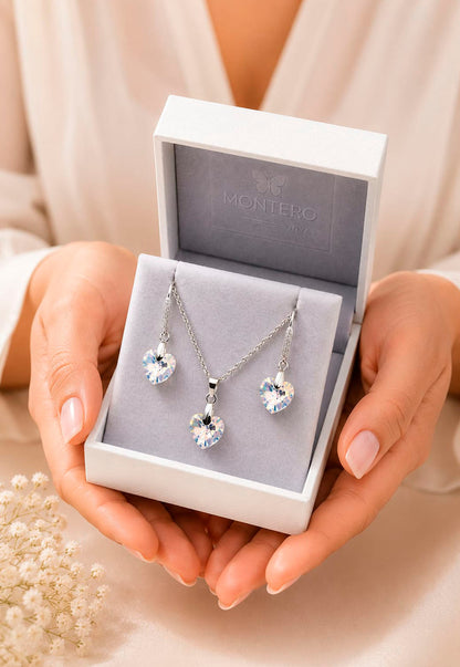 Conjunto Romance Plata 925 Cristal Swarovski® Aurora Boreal