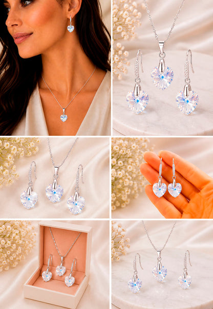 Conjunto Romance Plata 925 Cristal Swarovski® Aurora Boreal