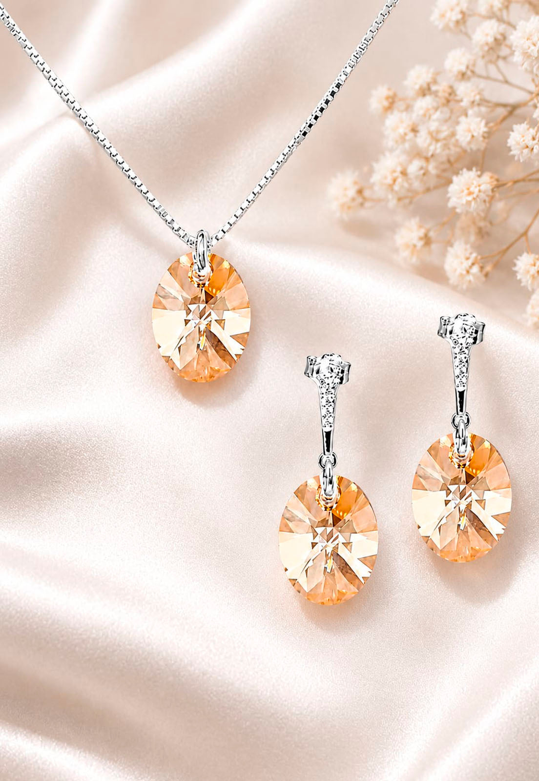 Aros Gran Praga Plata 925 Cristal Swarovski® Golden Shadow
