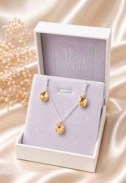 Aros Gran Praga Plata 925 Cristal Swarovski® Golden Shadow