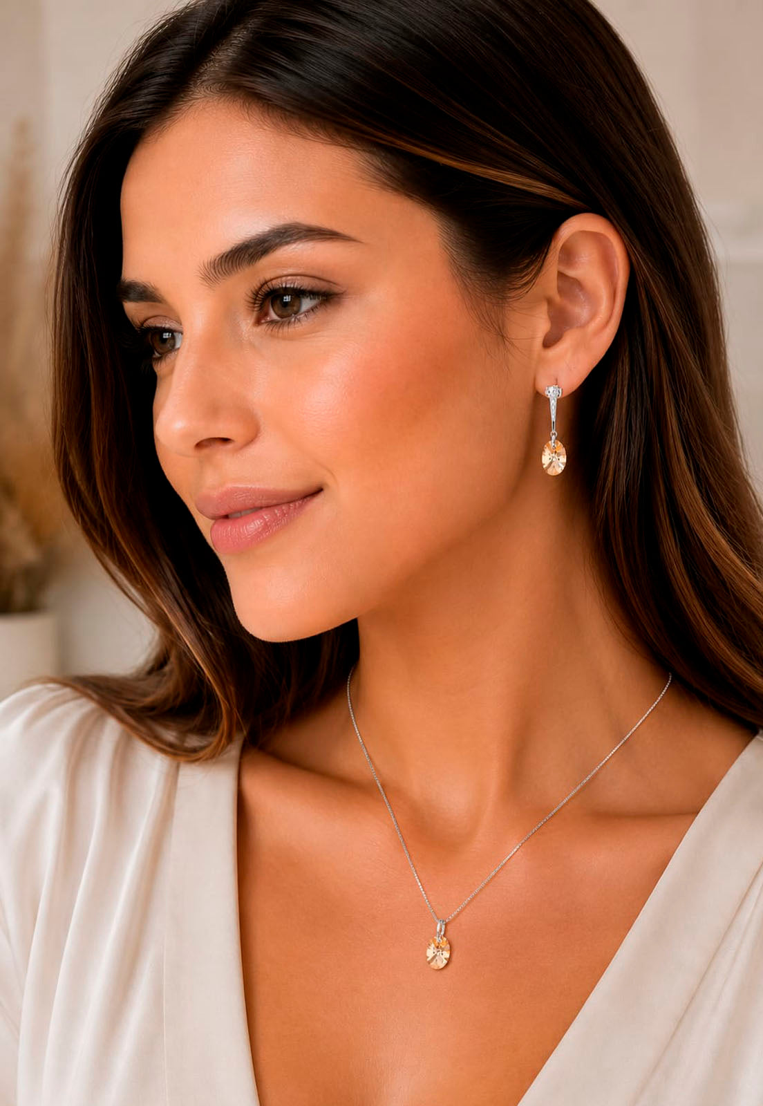 Aros Gran Praga Plata 925 Cristal Swarovski® Golden Shadow
