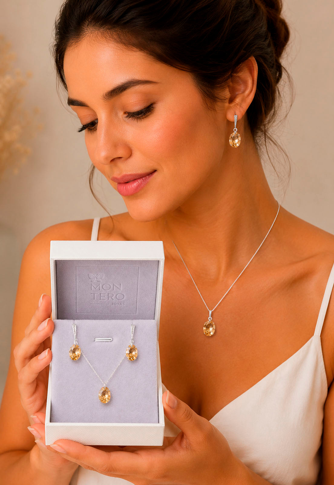 Aros Gran Praga Plata 925 Cristal Swarovski® Golden Shadow