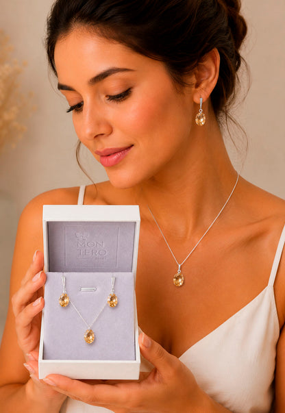 Aros Gran Praga Plata 925 Cristal Swarovski® Golden Shadow