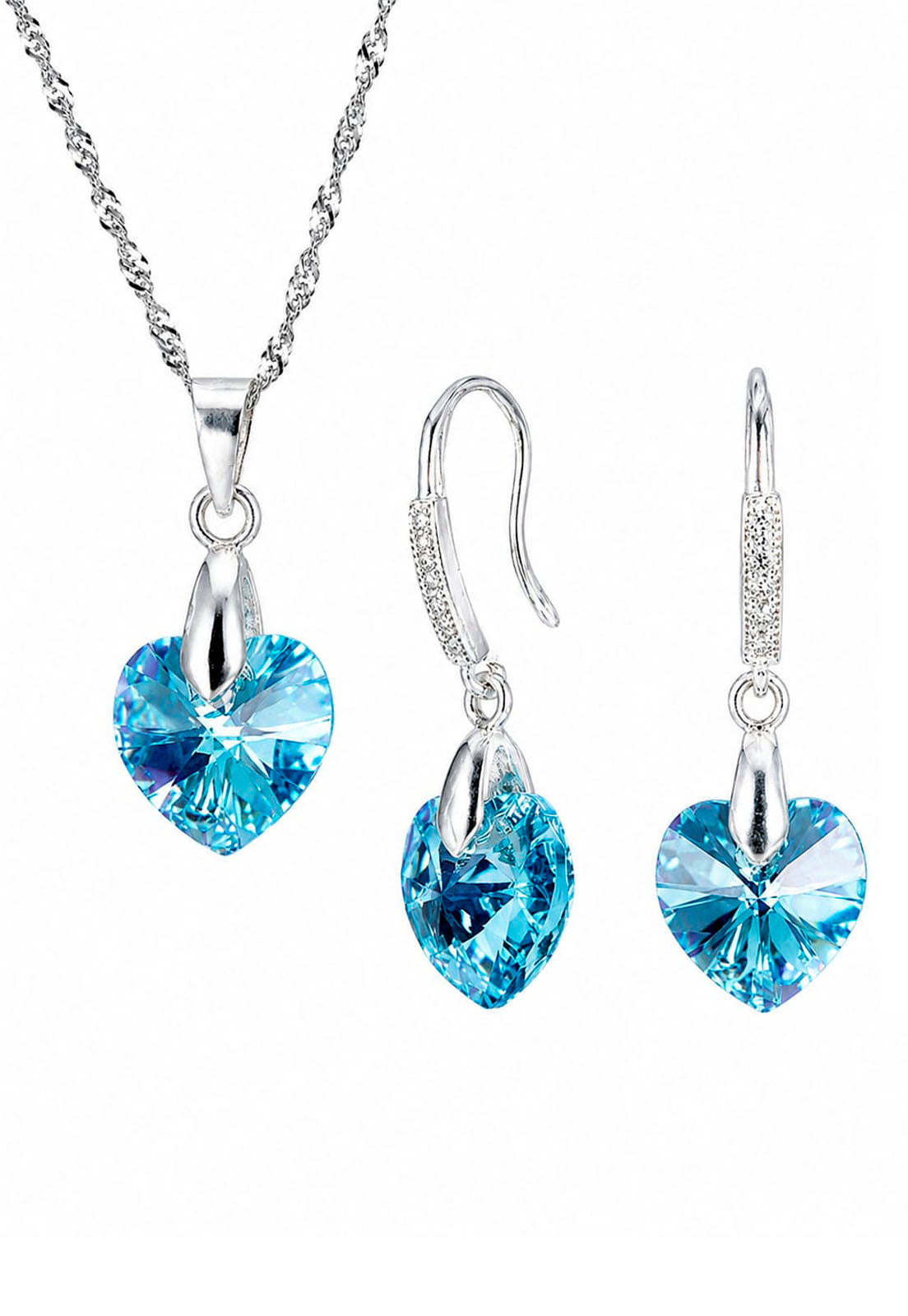 Conjunto Romance Plata 925 Cristal Swarovski® Aquamarine