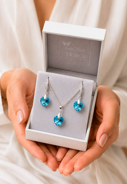 Conjunto Romance Plata 925 Cristal Swarovski® Aquamarine