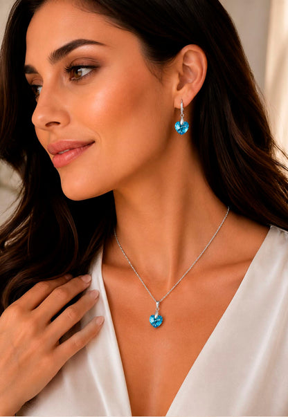 Conjunto Romance Plata 925 Cristal Swarovski® Aquamarine
