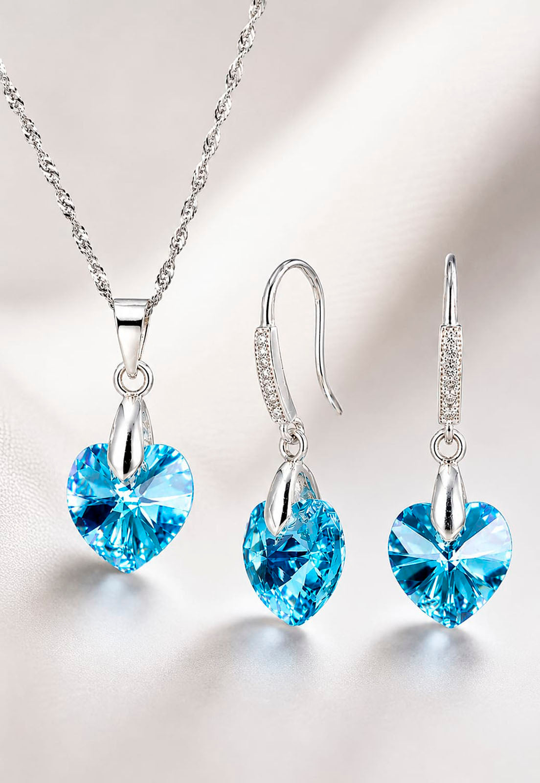Conjunto Romance Plata 925 Cristal Swarovski® Aquamarine