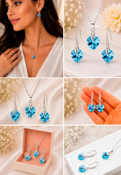 Conjunto Romance Plata 925 Cristal Swarovski® Aquamarine
