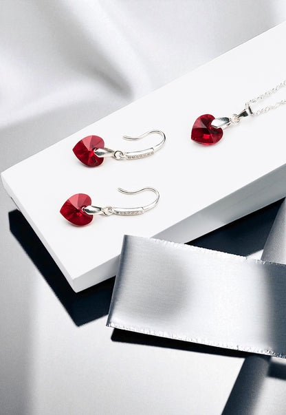 Conjunto Romance Plata 925 Cristal Genuino Siam Shimmer