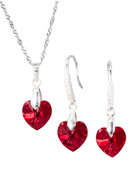 Conjunto Romance Plata 925 Cristal Genuino Siam Shimmer