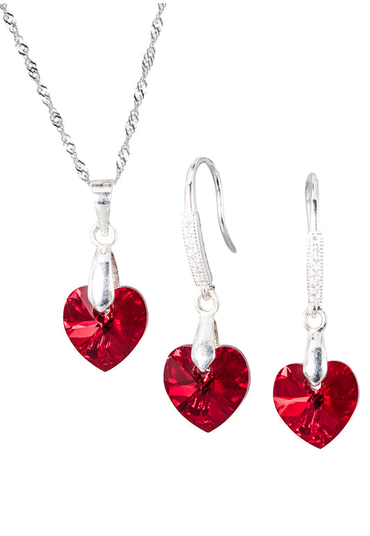 Conjunto Romance Plata 925 Cristal Genuino Siam Shimmer