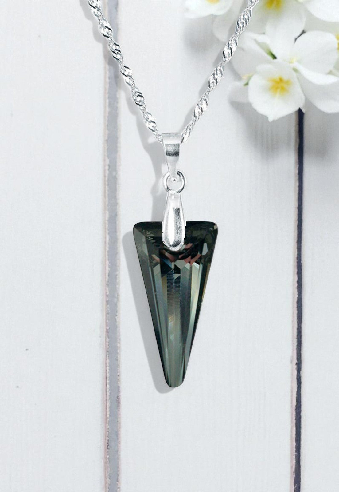 Collar Sevilla Plata Italiana 925 y Cristales Genuinos Silver Night