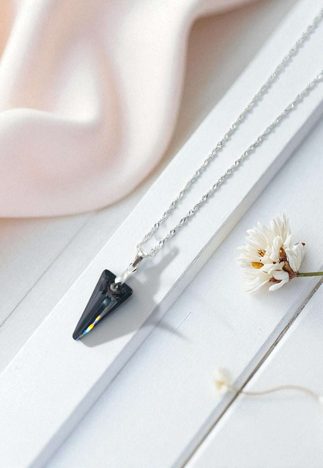 Collar Sevilla Plata Italiana 925 y Cristales Genuinos Silver Night