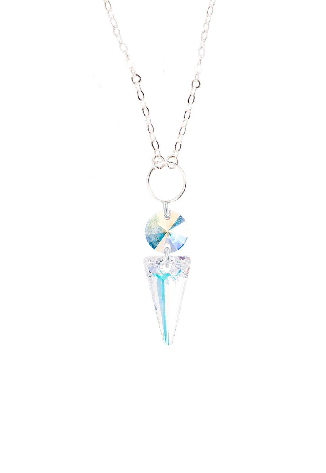 Collar Mystic Plata Italiana 925 y Cristales Aurora Boreal