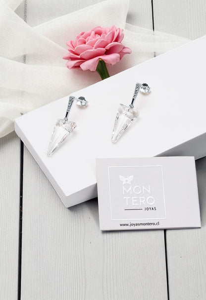 Aros Sevilla Plata Italiana 925 y Cristales Genuinos