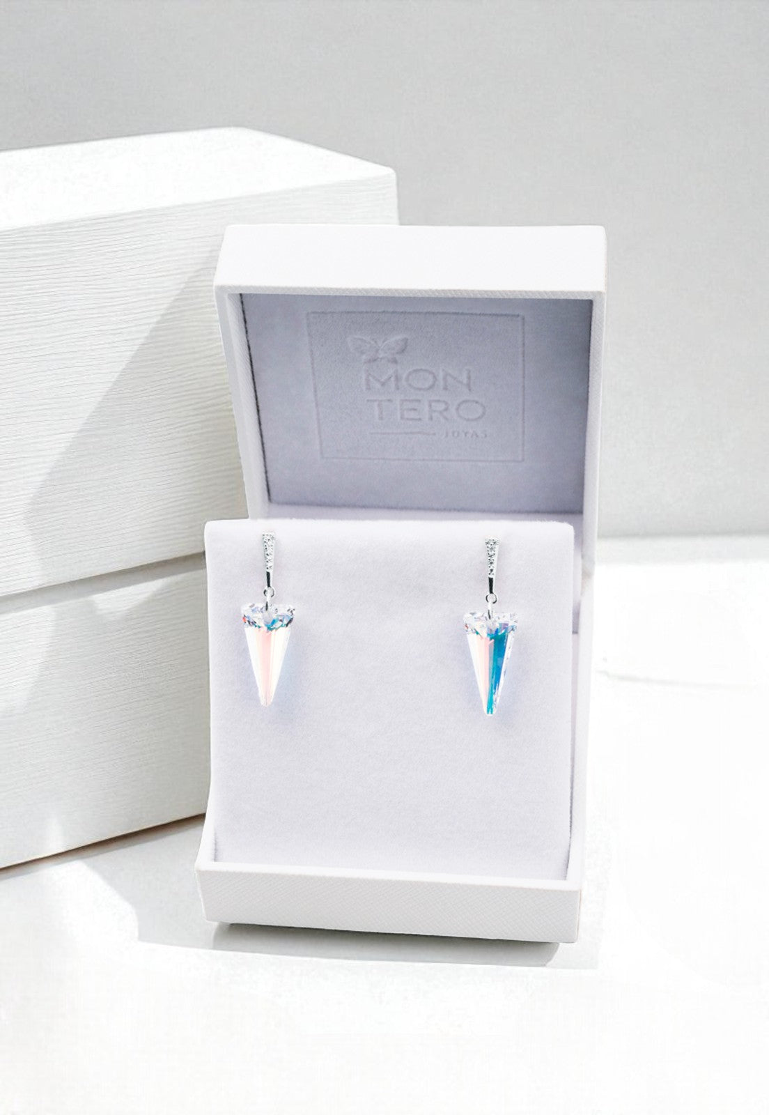 Aros Sevilla Plata 925 Cristal Genuino Aurora Boreal