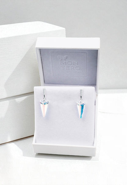 Aros Sevilla Plata 925 Cristal Genuino Aurora Boreal