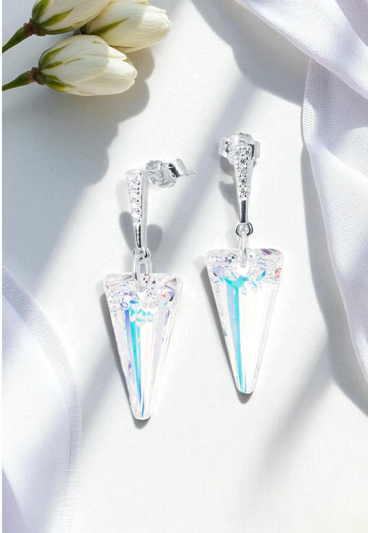 Aros Sevilla Plata 925 Cristal Genuino Aurora Boreal