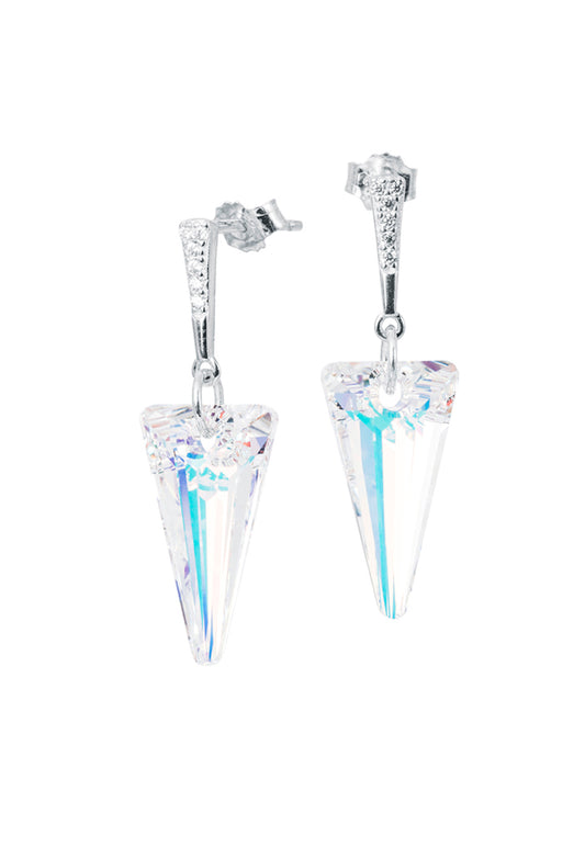 Aros Sevilla Plata 925 Cristal Genuino Aurora Boreal