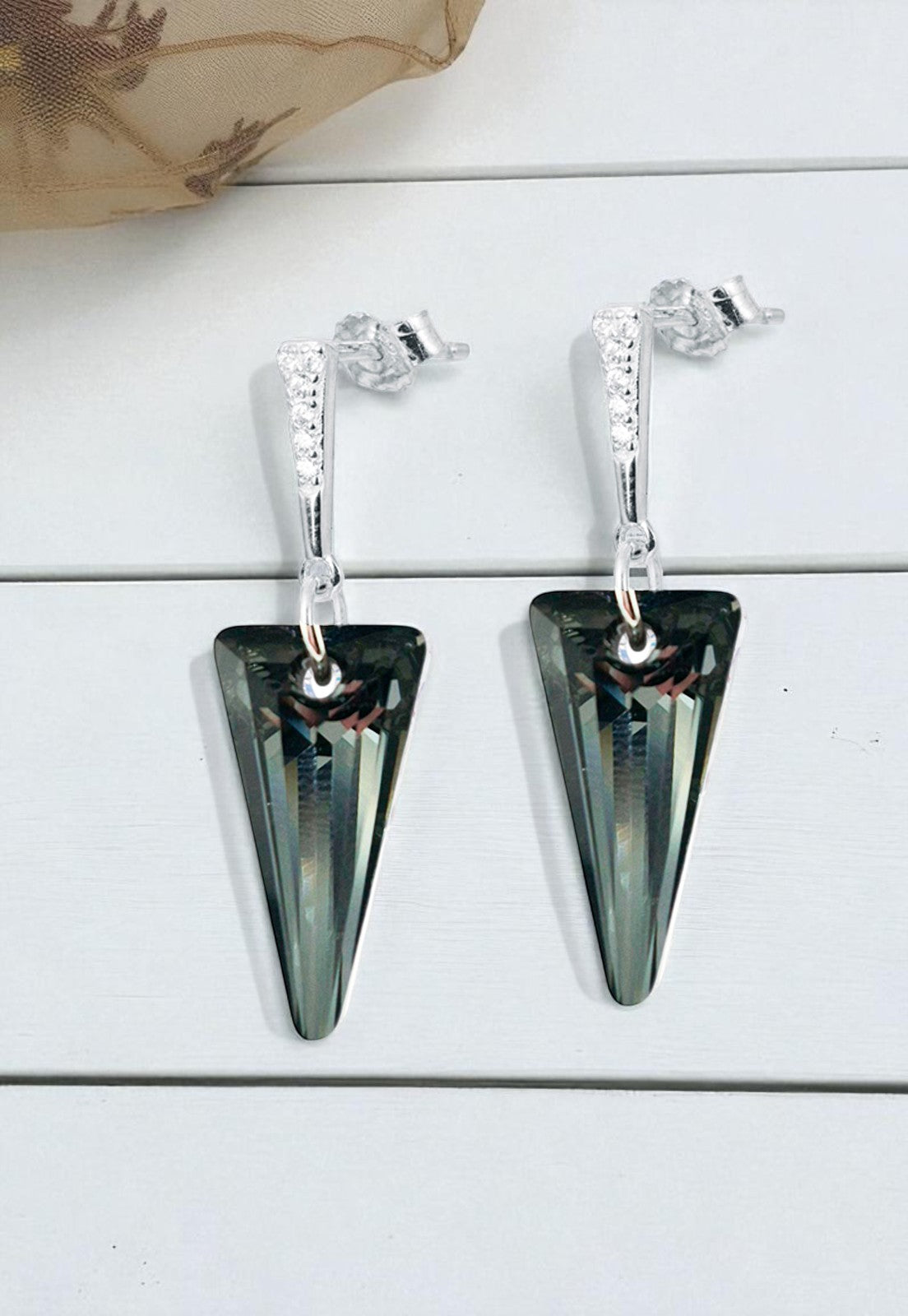 Aros Sevilla Cristales Genuinos Silver Night